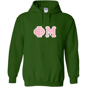 Greekgear Phi Mu Lettered Hooded Sweatshirt(Forest Green)