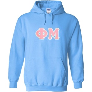 Greekgear Phi Mu Lettered Hooded Sweatshirt(Light Blue)