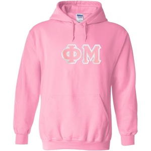 Greekgear Phi Mu Lettered Hooded Sweatshirt(Light Pink)