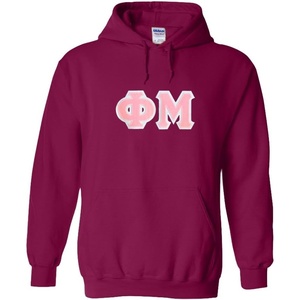Greekgear Phi Mu Lettered Hooded Sweatshirt(Magenta Pink)