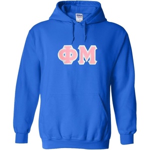 Greekgear Phi Mu Lettered Hooded Sweatshirt(Royal Blue)