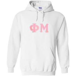 Greekgear Phi Mu Lettered Hooded Sweatshirt(White)