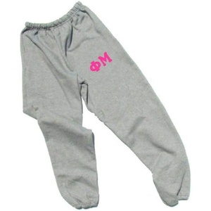Greekgear Women’s Phi Mu Lettered Thigh Sweatpants(Sports Grey)