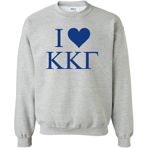 I Love Kappa Kappa Gamma Crewneck Sweatshirt(Light Grey)