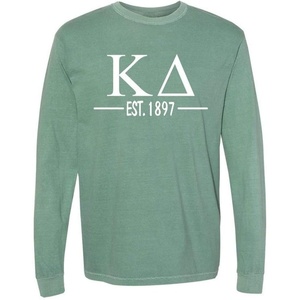 Kappa Delta Custom Greek Lettered Long Sleeve T-Shirt(Light Green)