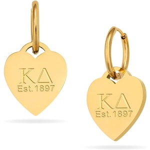 Kappa Delta Huggie Hoop Earrings – Heart Tag