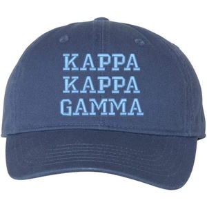 Kappa Kappa Gamma Pigment Dyed Baseball Cap(Navy W/Light Blue Thread Color)