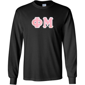 Phi Mu Lettered Long Sleeve Tee(Black)