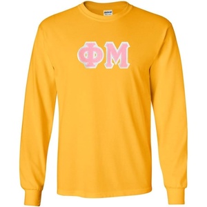 Phi Mu Lettered Long Sleeve Tee(Gold)