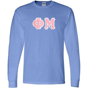 Phi Mu Lettered Long Sleeve Tee(Light Blue)