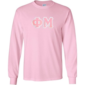 Phi Mu Lettered Long Sleeve Tee(Light Pink)