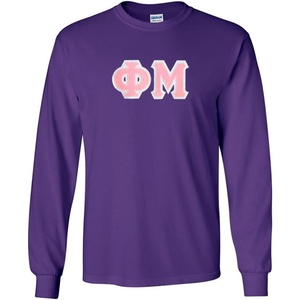 Phi Mu Lettered Long Sleeve Tee(Purple)
