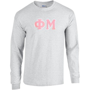 Phi Mu Lettered Long Sleeve Tee(Sports Grey)