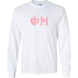 Phi Mu Lettered Long Sleeve Tee(White)