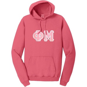Phi Mu Pigment-Dyed Lettered Hooded Sweatshirt(Fruit Punch)
