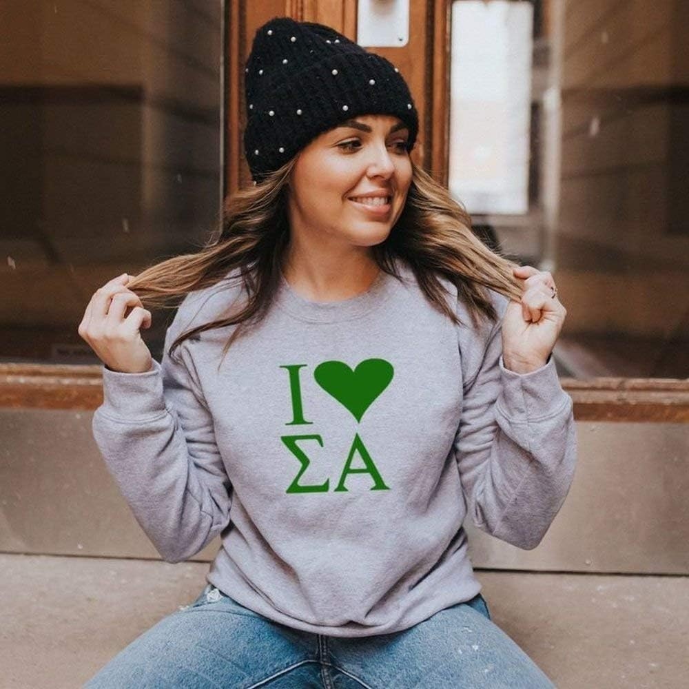image:imageSigma Alpha I Love Crewneck SweatshirtLight Grey