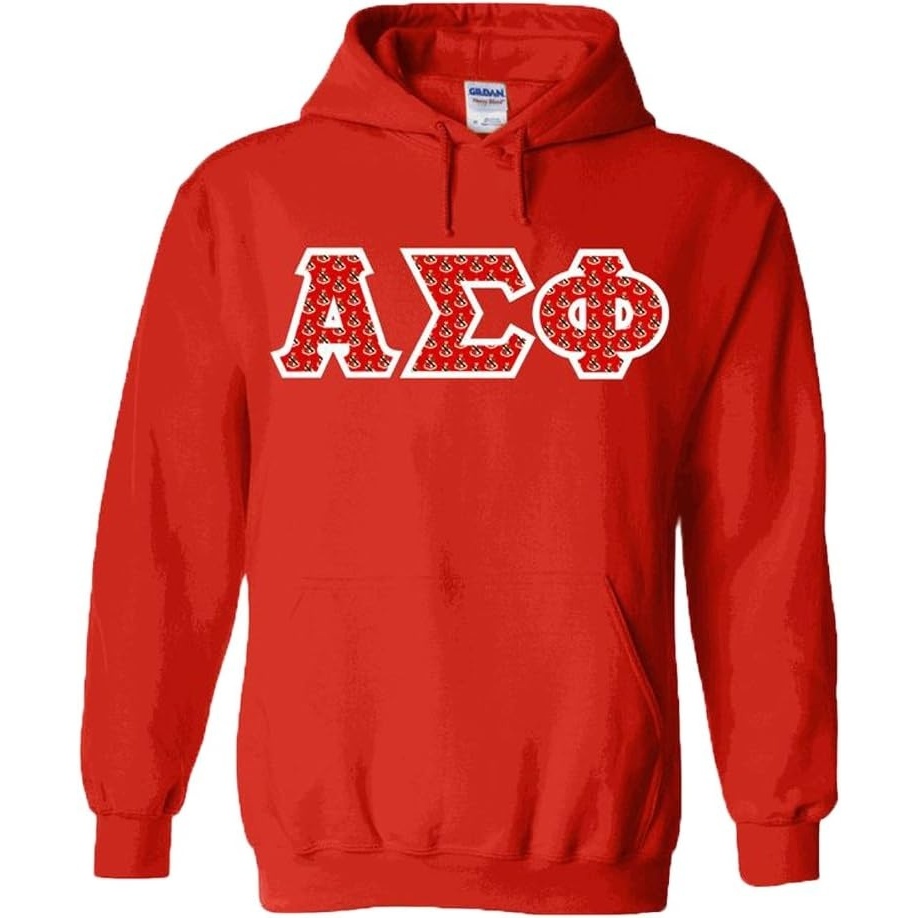 image:imageAlpha Sigma Phi Fraternity Crest Twill Letter Hooded SweatshirtRed