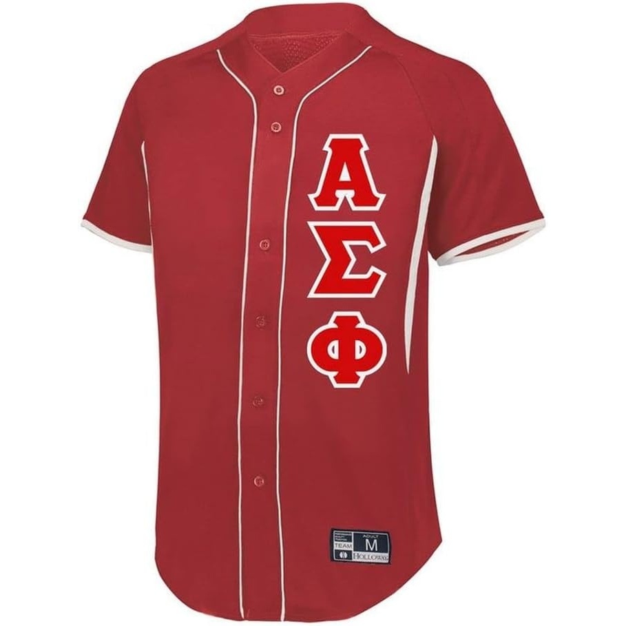 image:imageAlpha Sigma Phi Lettered Baseball JerseyScarletWhite