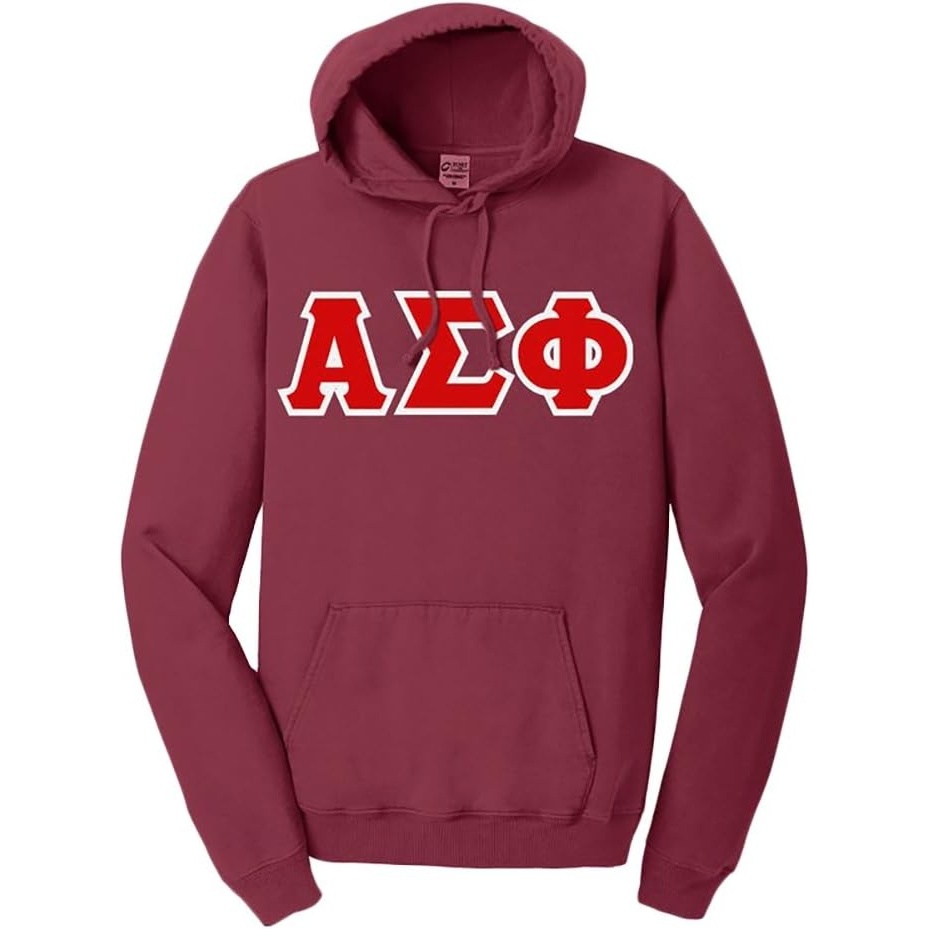 image:imageAlpha Sigma Phi PigmentDyed Lettered Hooded SweatshirtMerlot