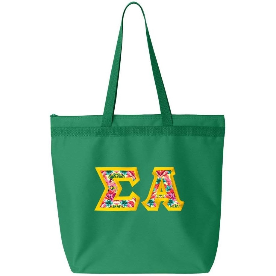 image:imageGreekgear Sigma Alpha Custom Satin Stitch Tote BagKelly Green