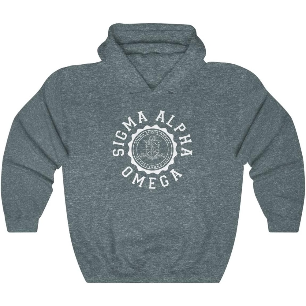image:imageGreekgear Sigma Alpha Omega Unisex College Seal HoodieDark Heather