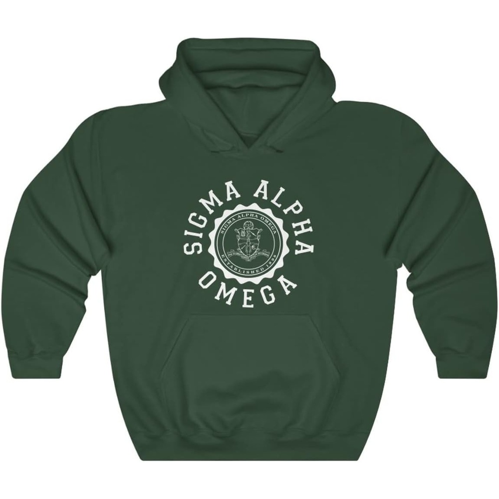 image:imageGreekgear Sigma Alpha Omega Unisex College Seal HoodieForest Green