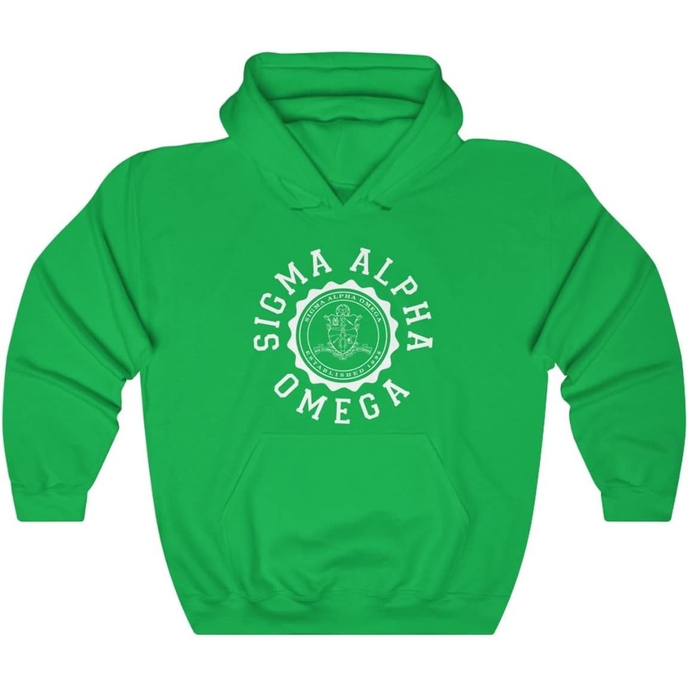 image:imageGreekgear Sigma Alpha Omega Unisex College Seal HoodieIrish Green