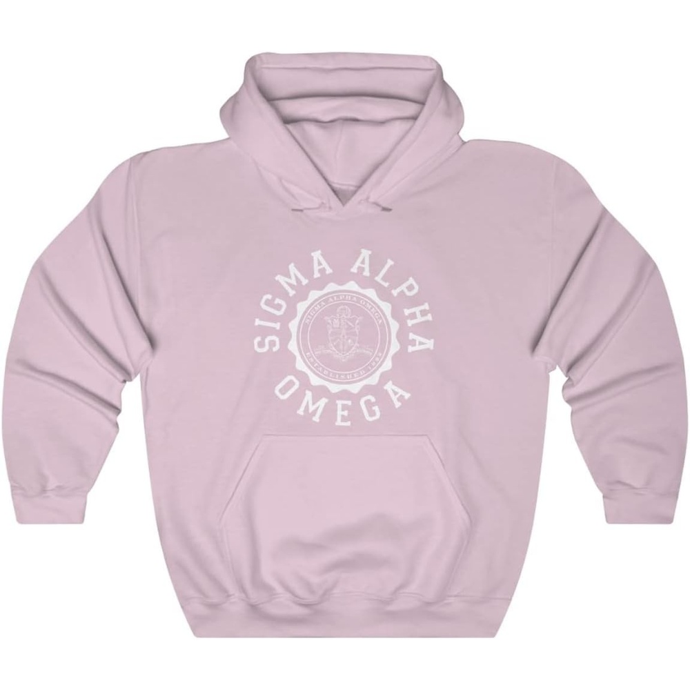 image:imageGreekgear Sigma Alpha Omega Unisex College Seal HoodieLight Pink