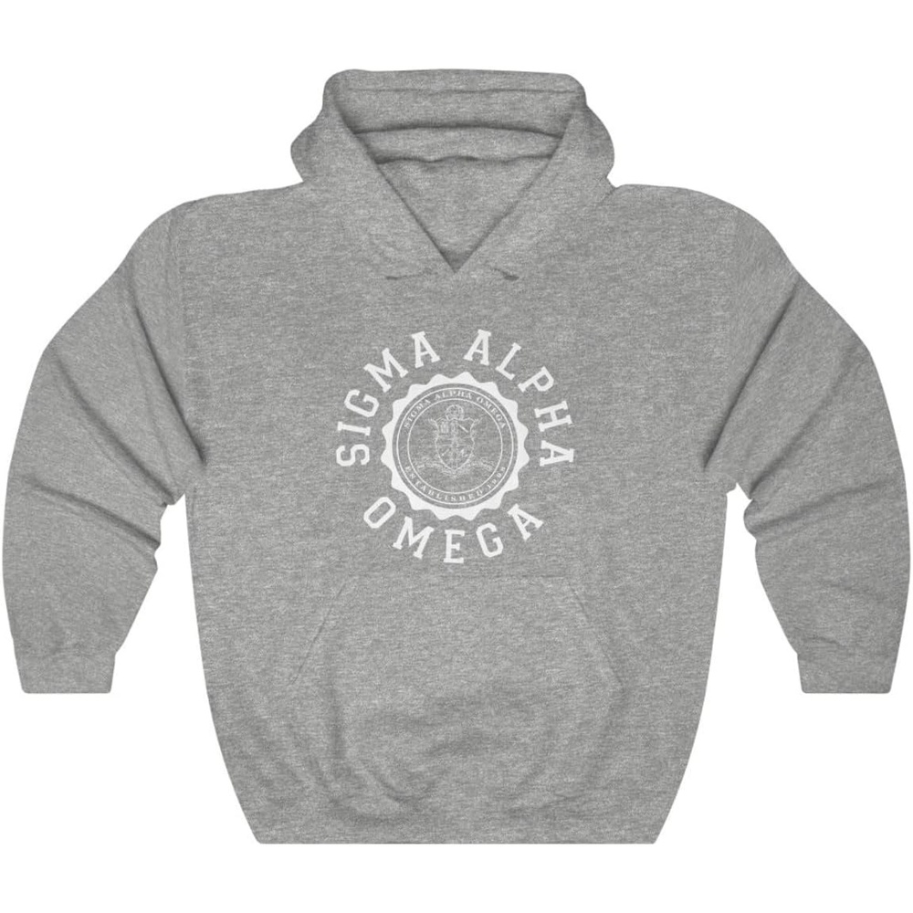 image:imageGreekgear Sigma Alpha Omega Unisex College Seal HoodieSport Grey