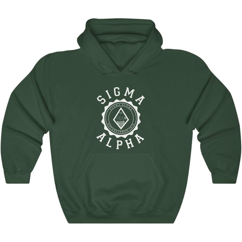 image:imageGreekgear Sigma Alpha Unisex College Seal HoodieForest Green