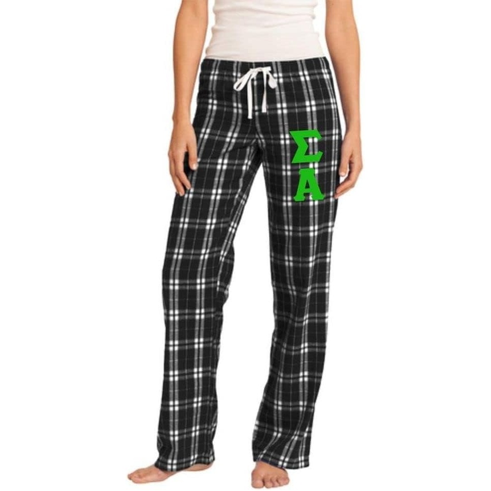 image:imageGreekgear Sigma Alpha Womens Flannel Plaid Pant PJsBlack