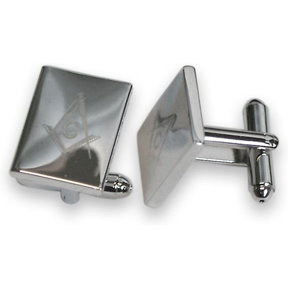 image:imageMasonic Polished Sterling Silver Bullet Back Rectangle Cufflinks