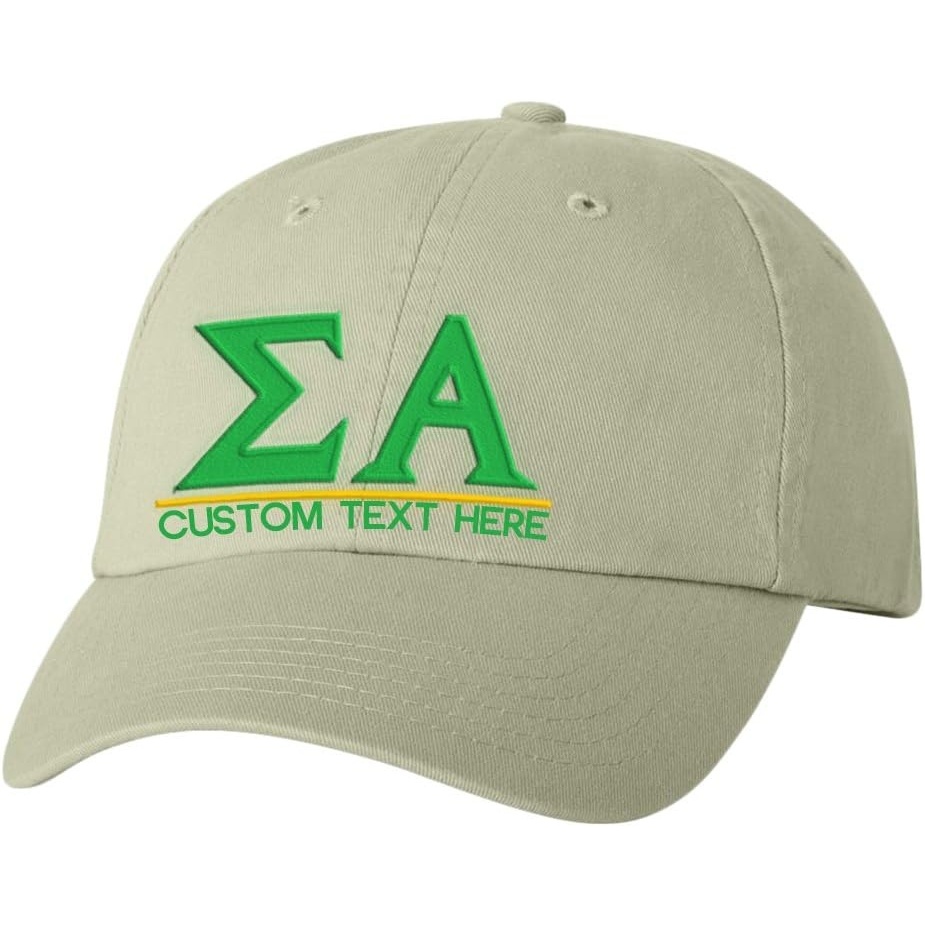 image:imagePersonalized Sigma Alpha Greek Line HatTan