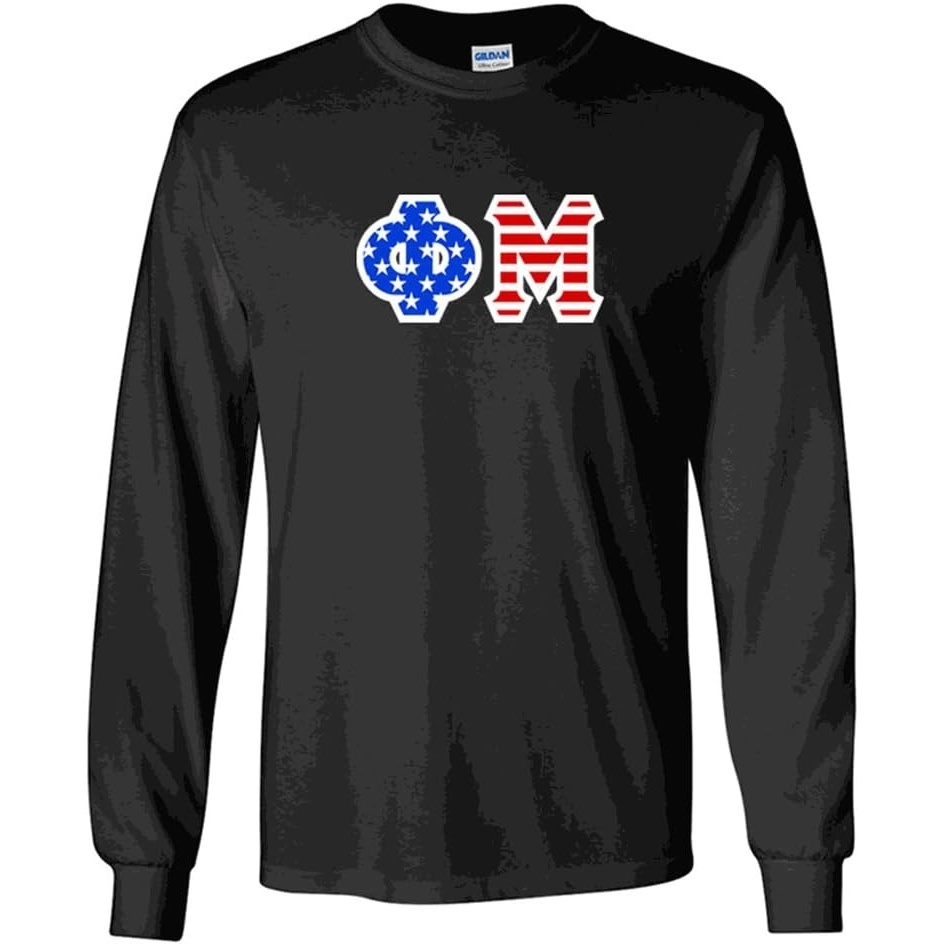 image:imagePhi Mu Greek Letter American Flag Long Sleeve TeeBlack