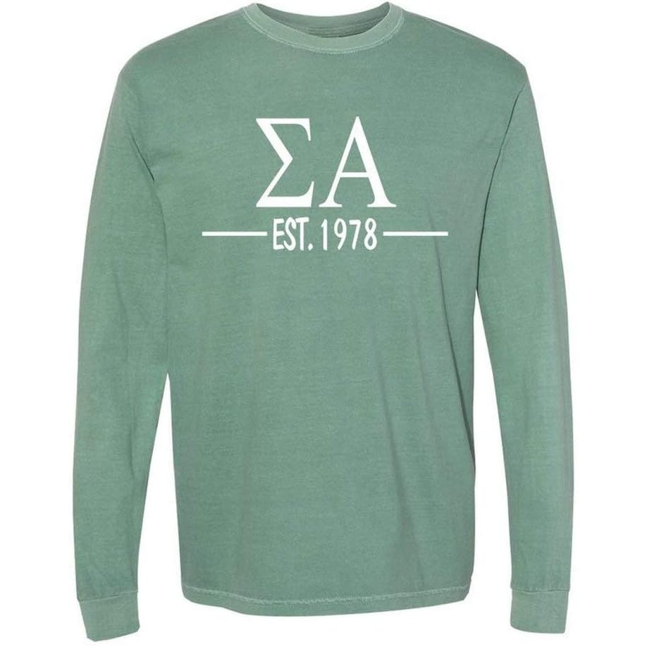 image:imageSigma Alpha Custom Greek Lettered Long Sleeve TShirtLight Green