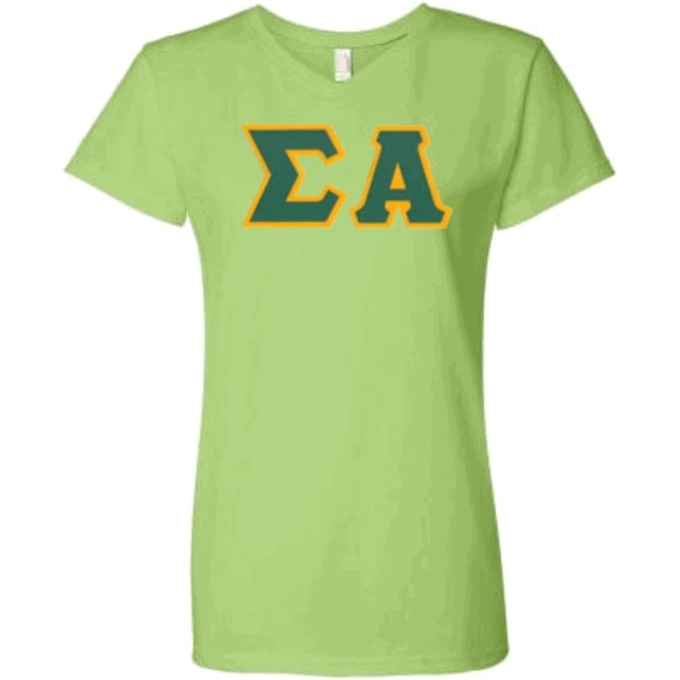 image:imageSigma Alpha Lettered V Neck TeeLime Green