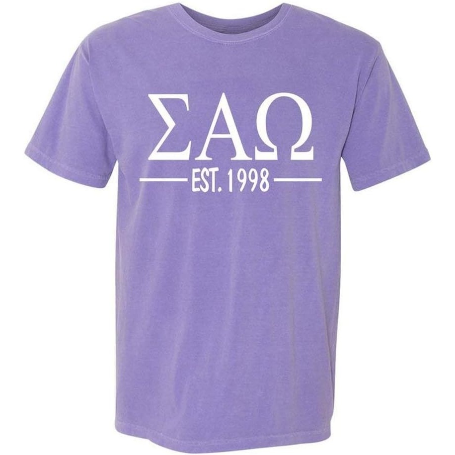 image:imageSigma Alpha Omega Custom Greek Lettered Short Sleeve TShirtViolet