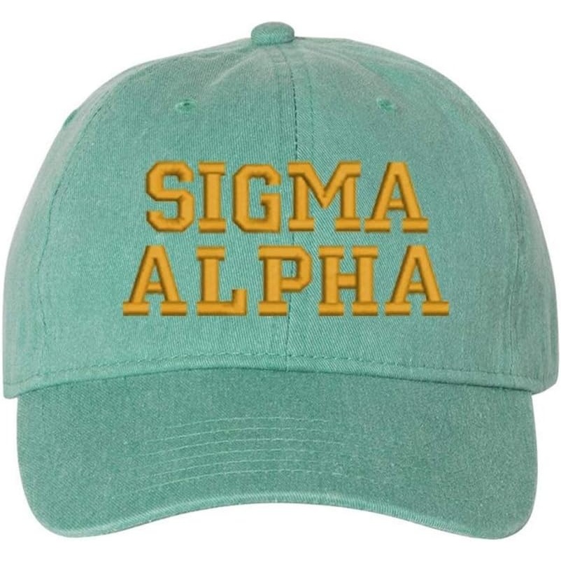 image:imageSigma Alpha Pigment Dyed Baseball CapSea Foam WOld Gold Thread Color