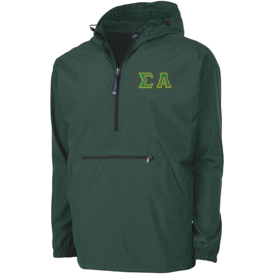 image:imageSigma Alpha Tackle Twill Lettered Pack N Go PulloverForest Green