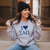 Sigma Alpha Omega I Love Crewneck Sweatshirt(Light Grey)