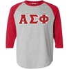 Alpha Sigma Phi Lettered Raglan T-Shirt(Gray W/Red)