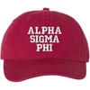 Alpha Sigma Phi Pigment Dyed Baseball Cap(Brick W/Silver Thread Color)