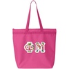 Phi Mu Custom Satin Stitch Tote Bag(Hot Pink)