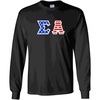 Sigma Alpha Greek Letter American Flag Long Sleeve Tee(Black)