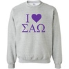 Sigma Alpha Omega I Love Crewneck Sweatshirt(Light Grey)