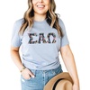 Sigma Alpha Omega Lettered Greek Short Sleeve T-Shirt(Ice Blue)
