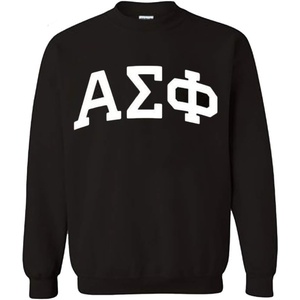 Alpha Sigma Phi Arched Greek Letter Crewneck Sweatshirt Black(Black)