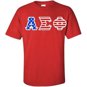 Alpha Sigma Phi Greek Letter American Flag Tee(Red)