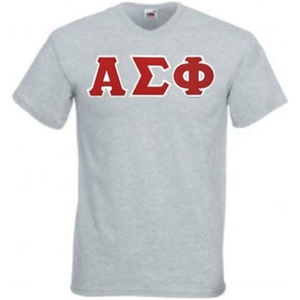 Alpha Sigma Phi Lettered V-Neck T-Shirt(Sports Grey)