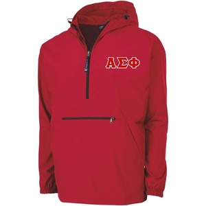 Alpha Sigma Phi Tackle Twill Lettered Pack N Go Pullover(Red)